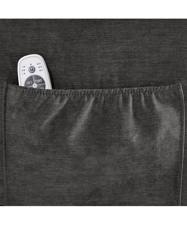 JONPONY Manual Recliner Chair with Heat Therapy and Massage Function, Heavy Duty Reclining Mechanism Massage Chair, Elderly Single Rocker Sofa with Cup Holders for Bedroom Home Theater,Grey