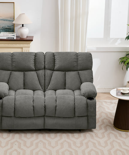 JONPONY Loveseat Recliner, Reclining Sofa with Cup-Holders, 2-Seater Couch for Living Room, Grey