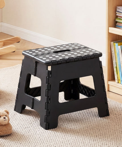 JONPONY Folding Step Stool - 9"Lightweight Step Stool is Sturdy Enough to Support and Safe Enough. Opens Easy with One Flip. Great for Kitchen, Bathroom, Bedroom