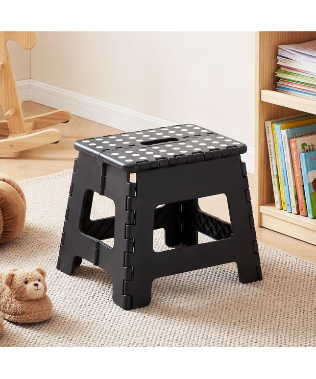 JONPONY Folding Step Stool - 9"Lightweight Step Stool is Sturdy Enough to Support and Safe Enough. Opens Easy with One Flip. Great for Kitchen, Bathroom, Bedroom