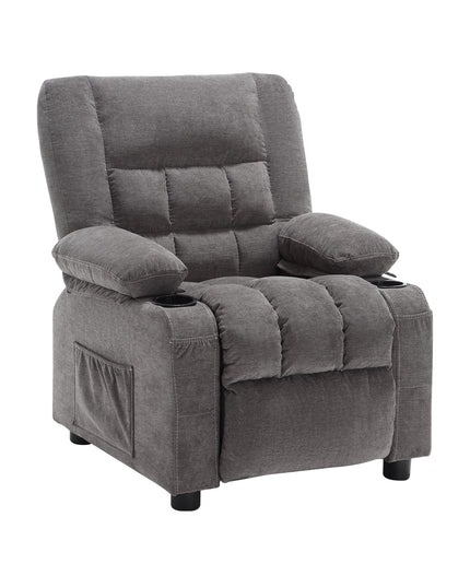 JONPONY Kids Recliner Chair,Push Back Toddler Recliner with Cup Holders & Side Pockets,Adjustable Footrest & Headrest Kids Sofa for Boys Girls 3+ Age Group, Grey