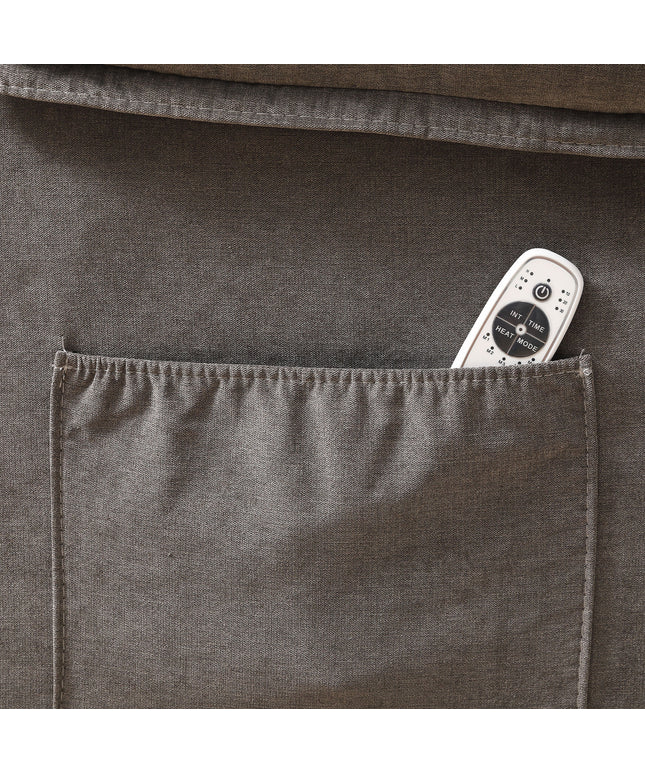 JONPONY Manual Recliner Chair with Heat Therapy and Massage Function, Heavy Duty Reclining Mechanism Massage Chair, Elderly Single Rocker Sofa with Cup Holders for Bedroom Home Theater,Grey