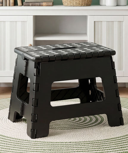 JONPONY Folding Step Stool - 9"Lightweight Step Stool is Sturdy Enough to Support and Safe Enough. Opens Easy with One Flip. Great for Kitchen, Bathroom, Bedroom