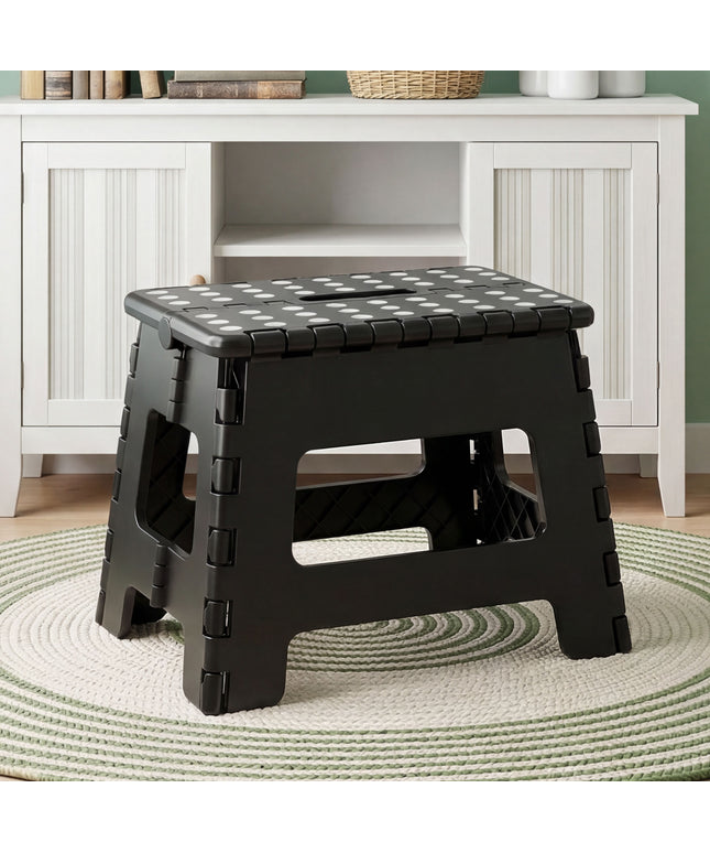 JONPONY Folding Step Stool - 9"Lightweight Step Stool is Sturdy Enough to Support and Safe Enough. Opens Easy with One Flip. Great for Kitchen, Bathroom, Bedroom