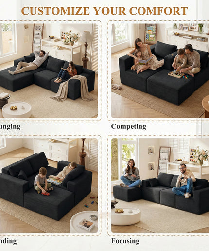 JONPONY L-Shape Sofa Couch,Cloud Sofa Couch No Assembly Boneless Deep Seat Sofa for Living Room