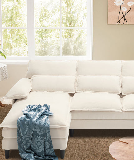 Jonpony 107.5" U-Shaped 4-Seater Sectional Sofa – Convertible, Double Chaise, Memory Foam
