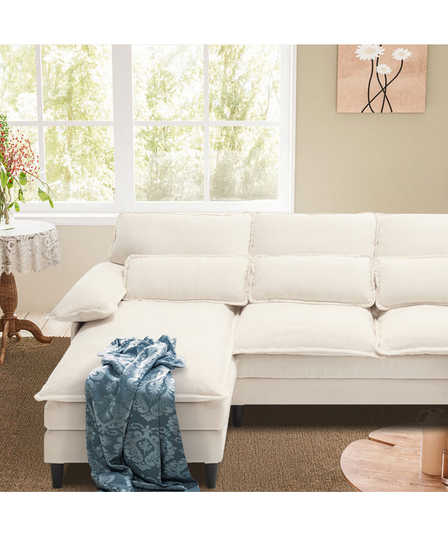 Jonpony 107.5" U-Shaped 4-Seater Sectional Sofa – Convertible, Double Chaise, Memory Foam
