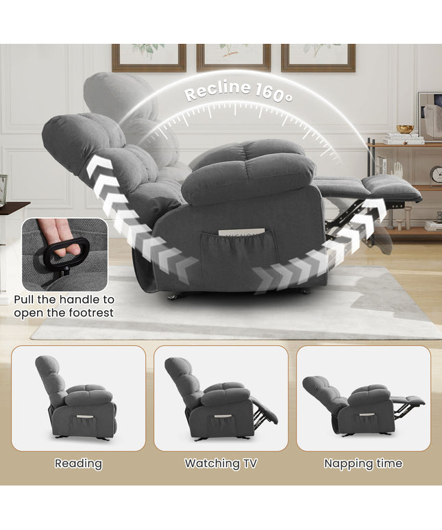 JONPONY Swivel Rocker Recliner Chair, Ergonomic Lounge Chair for Living Room,Small Spaces with Rocking Function,360° Swivel,Side Pocket,Gray