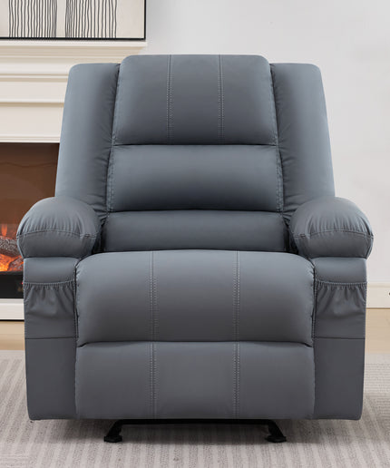 JONPONY Home Modern Comfort Reclining Chair,Elderly Single Rocker Sofa with Side Pocket for Bedroom Home Theater,Grey