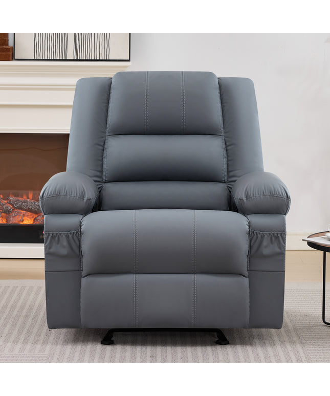 JONPONY Home Modern Comfort Reclining Chair,Elderly Single Rocker Sofa with Side Pocket for Bedroom Home Theater,Grey