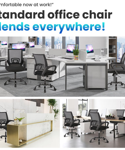 JONPONY Ergonomic Office Chair, Lumbar Support, Adjustable Height with Armrests for Adults,Black