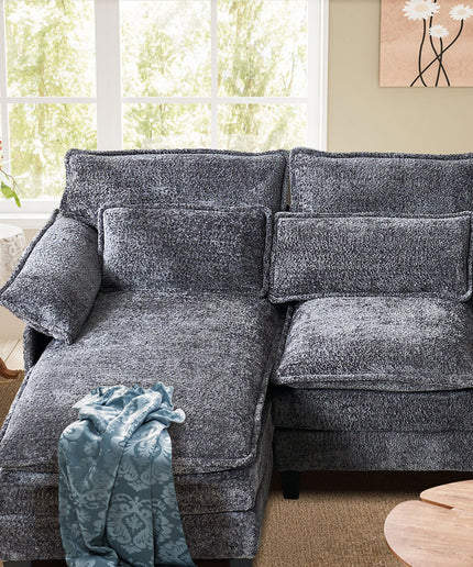 JONPONY 109" Modular Sectional Sofa,Boucle Couch Set,U-Shaped Sleeper Sofa for Living Room,Grey