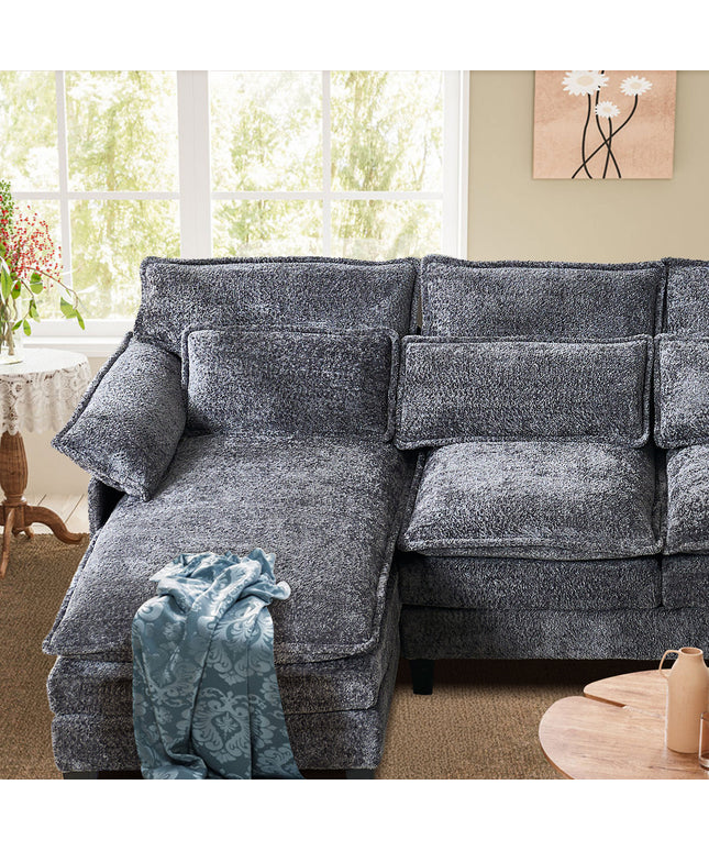 JONPONY 109" Modular Sectional Sofa,Boucle Couch Set,U-Shaped Sleeper Sofa for Living Room,Grey