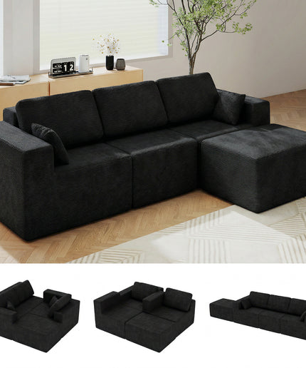 JONPONY L-Shape Sofa Couch,Cloud Sofa Couch No Assembly Boneless Deep Seat Sofa for Living Room