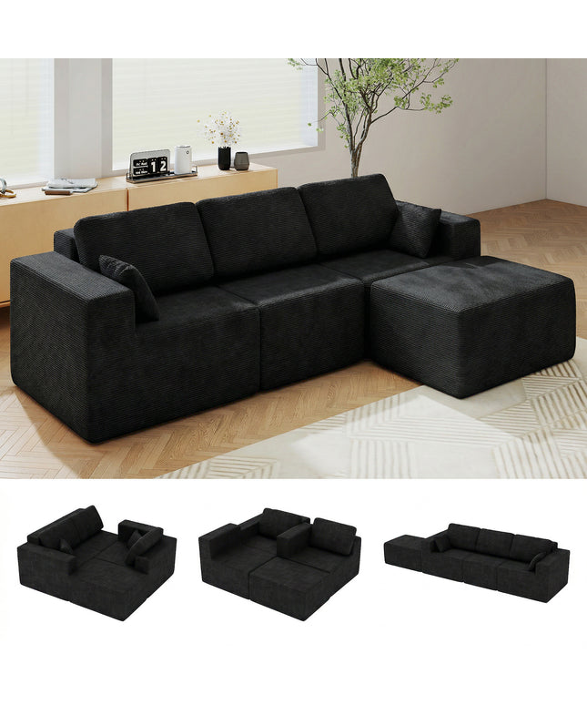 JONPONY L-Shape Sofa Couch,Cloud Sofa Couch No Assembly Boneless Deep Seat Sofa for Living Room