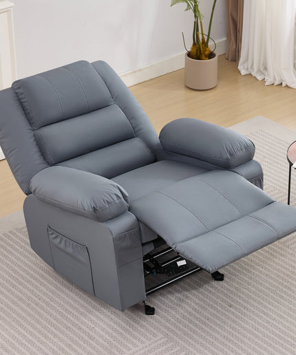 JONPONY Home Modern Comfort Reclining Chair,Elderly Single Rocker Sofa with Side Pocket for Bedroom Home Theater,Grey