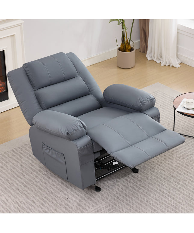JONPONY Home Modern Comfort Reclining Chair,Elderly Single Rocker Sofa with Side Pocket for Bedroom Home Theater,Grey