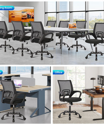 JONPONY Ergonomic Office Chair, Lumbar Support, Adjustable Height with Armrests for Adults,Black