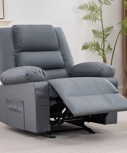 JONPONY Home Modern Comfort Reclining Chair,Elderly Single Rocker Sofa with Side Pocket for Bedroom Home Theater,Grey