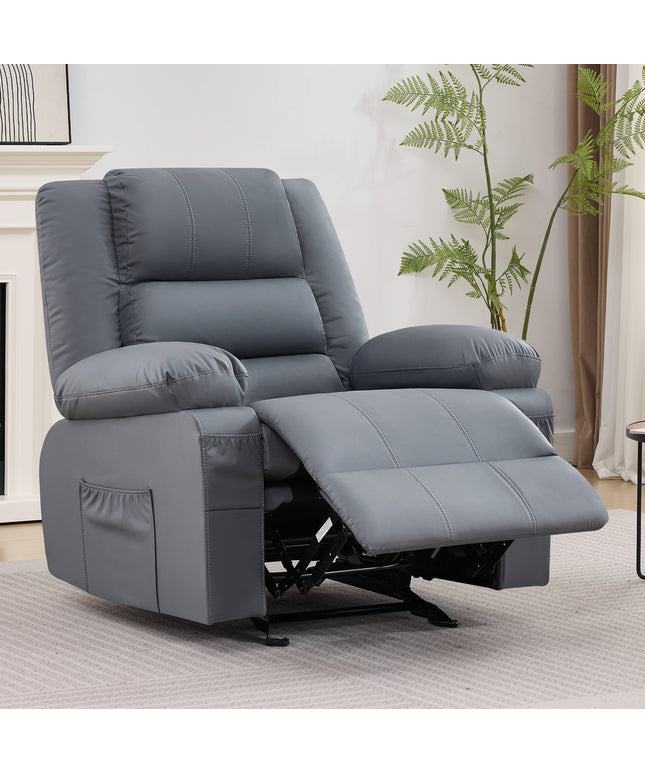 JONPONY Home Modern Comfort Reclining Chair,Elderly Single Rocker Sofa with Side Pocket for Bedroom Home Theater,Grey