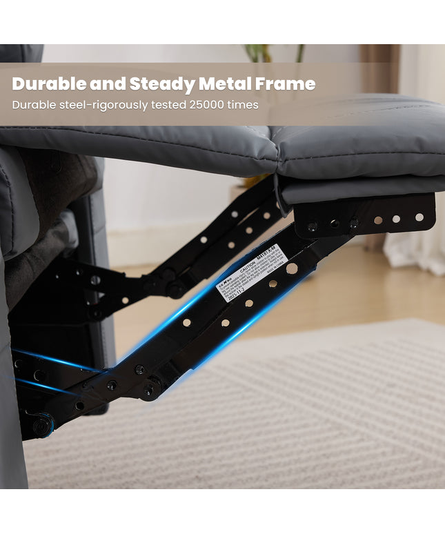 JONPONY Home Modern Comfort Reclining Chair,Elderly Single Rocker Sofa with Side Pocket for Bedroom Home Theater,Grey