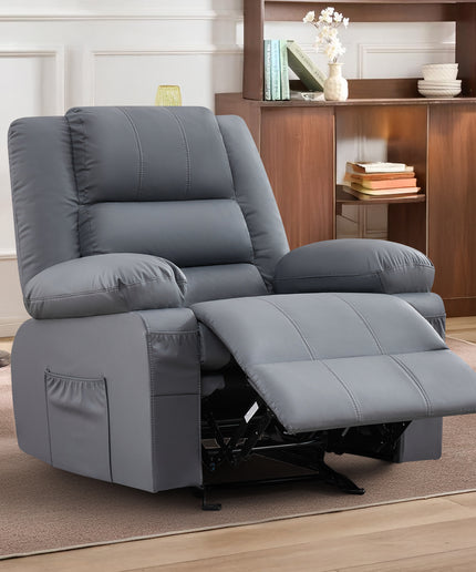 JONPONY Home Modern Comfort Reclining Chair,Elderly Single Rocker Sofa with Side Pocket for Bedroom Home Theater,Grey