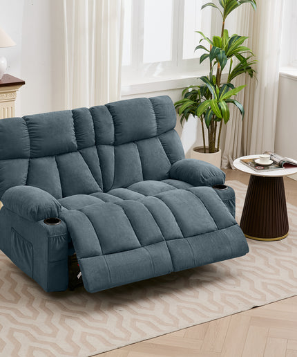 JONPONY Loveseat Recliner, Reclining Sofa with Cup-Holders, 2-Seater Couch for Living Room, Grey
