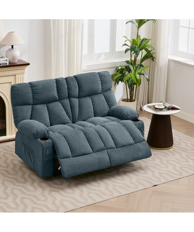 JONPONY Loveseat Recliner, Reclining Sofa with Cup-Holders, 2-Seater Couch for Living Room, Grey