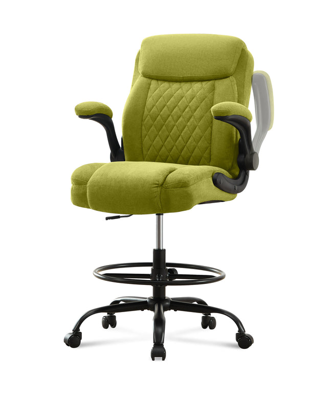 JONPONY Tall Office Chair for Standing Desk, Ergonomic High Office Chair with Adjustable Foot Ring, Flip-Up Armrests, Lumbar Support for Home office ,Dark Gray