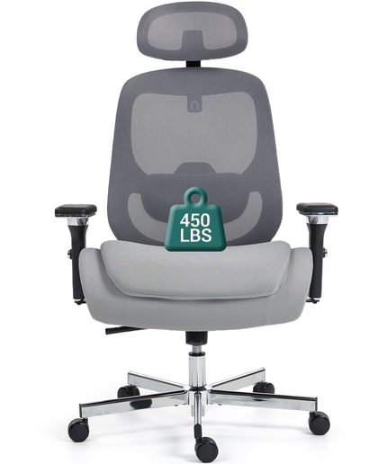 JONPONY 750 LBS Big and Tall Office Chair, Heavy Duty Executive Chair w/4D Arms, Ergonomic Computer Home Desk Chair, Swivel Mesh Chair w/2D Lumbar Support, Adjustable Headrest, Tilt Lock-Black