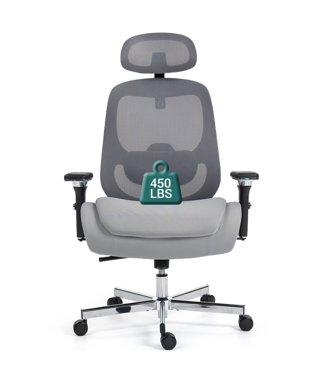 JONPONY 750 LBS Big and Tall Office Chair, Heavy Duty Executive Chair w/4D Arms, Ergonomic Computer Home Desk Chair, Swivel Mesh Chair w/2D Lumbar Support, Adjustable Headrest, Tilt Lock-Black