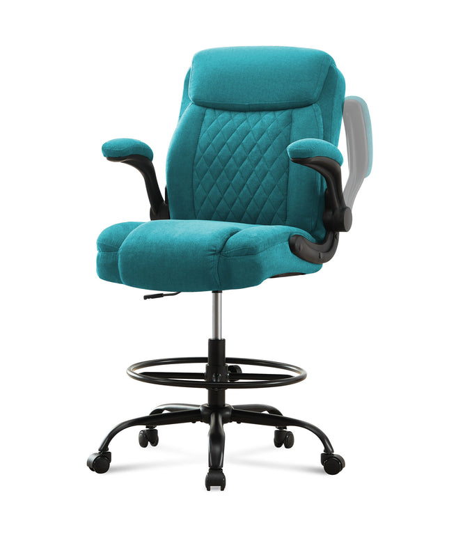 JONPONY Tall Office Chair for Standing Desk, Ergonomic High Office Chair with Adjustable Foot Ring, Flip-Up Armrests, Lumbar Support for Home office ,Dark Gray