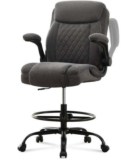 JONPONY Tall Office Chair for Standing Desk, Ergonomic High Office Chair with Adjustable Foot Ring, Flip-Up Armrests, Lumbar Support for Home office ,Dark Gray