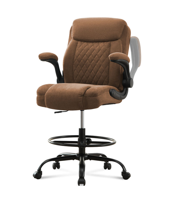 JONPONY Tall Office Chair for Standing Desk, Ergonomic High Office Chair with Adjustable Foot Ring, Flip-Up Armrests, Lumbar Support for Home office ,Dark Gray