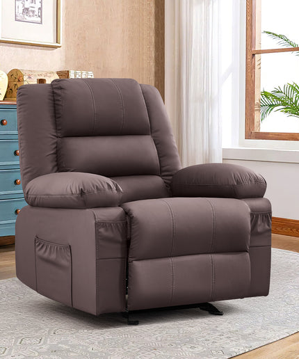 JONPONY Home Modern Comfort Reclining Chair,Elderly Single Rocker Sofa with Side Pocket for Bedroom Home Theater,Grey