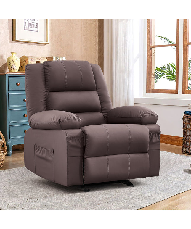 JONPONY Home Modern Comfort Reclining Chair,Elderly Single Rocker Sofa with Side Pocket for Bedroom Home Theater,Grey