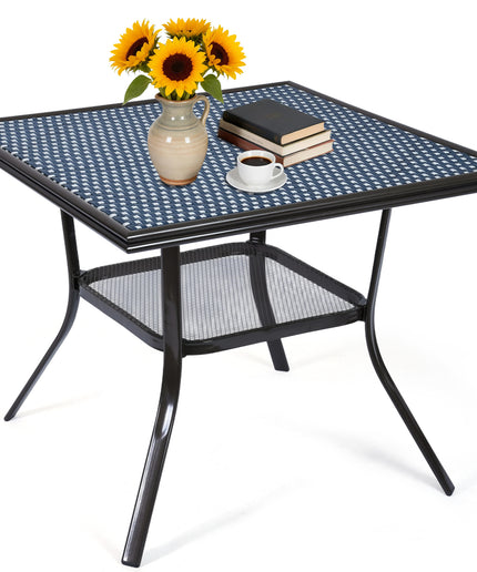Jonpony 31" Square Outdoor Bistro Table, All-Weather PE Rattan Patio Side Table w/ Sturdy Metal Frame & Adjustable Foot Pads, Outdoor Wicker Dining Table for Poolside Backyard Garden Balcony