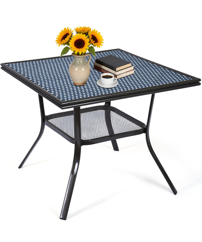 Jonpony 31" Square Outdoor Bistro Table, All-Weather PE Rattan Patio Side Table w/ Sturdy Metal Frame & Adjustable Foot Pads, Outdoor Wicker Dining Table for Poolside Backyard Garden Balcony