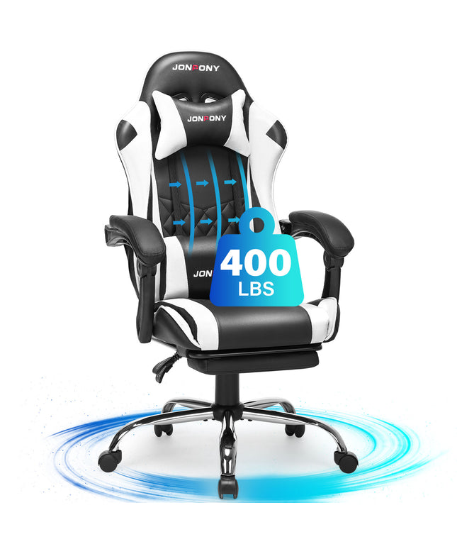 JONPONY Big and Tall 400LBS Gaming Chair, Ergonomic Design, Gamer Chair PU Leather with Footrest and Lumbar Support, High Back Office Chair Support 8 Hours Long Sitting, Computer Chair,Red