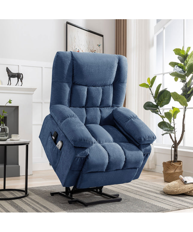 JONPONY Power Lift Recliner Chair for Elderly with Heat and Massage, Lay Flat Assist Recliner with Side Pocket for Living Room，Grey