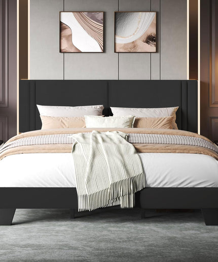JONPONY Upholstered Full Headboard,Solid Wood Head Board with Linen Fabric,Adjustable Height Headboard from 37" to 51",Bed Frame Adapters,Headboard Only