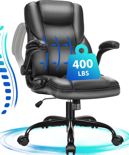 JONPONY Big and Tall Office Chair 400LBS Wide Seat Ergonomic Computer Desk Chair High Back Executive Leather Chair Adjustable Task Chair Lumbar Back Support 8 Hours Heavy Duty Design