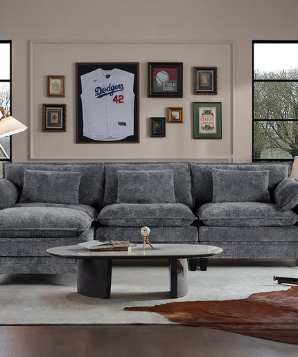 JONPONY 111" Modular Cloud Couch, L Shaped Sectional Sofa with Movable Ottoman,3 Oversized Seats Sleeper Couches for Living Room, Apartment