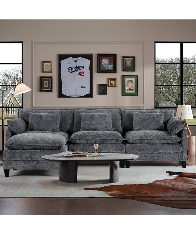 JONPONY 111" Modular Cloud Couch, L Shaped Sectional Sofa with Movable Ottoman,3 Oversized Seats Sleeper Couches for Living Room, Apartment