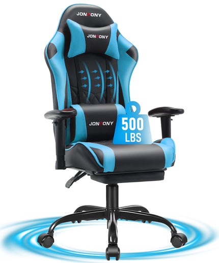 JONPONY Big and Tall 500LBS Gaming Chair, Ergonomic Design with 2D Armrests,PU Leather with Footrest and Lumbar Support, High Back Office Chair Support 8 Hours Long Sitting, Computer Chair
