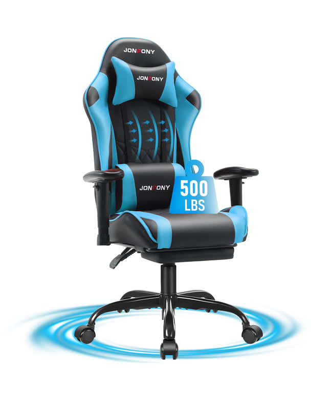 JONPONY Big and Tall 500LBS Gaming Chair, Ergonomic Design with 2D Armrests,PU Leather with Footrest and Lumbar Support, High Back Office Chair Support 8 Hours Long Sitting, Computer Chair
