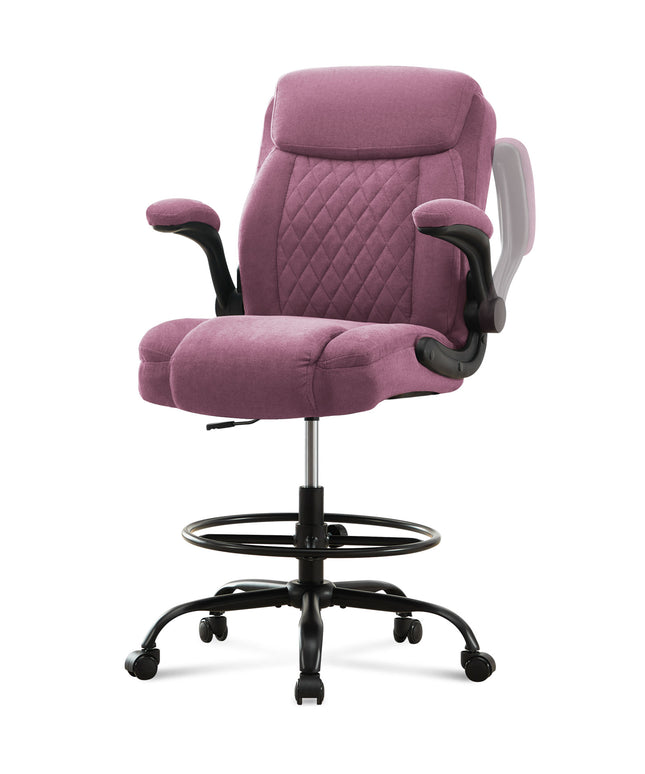 JONPONY Tall Office Chair for Standing Desk, Ergonomic High Office Chair with Adjustable Foot Ring, Flip-Up Armrests, Lumbar Support for Home office ,Dark Gray