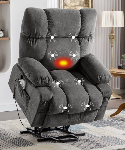 JONPONY Power Lift Recliner Chair Recliners for Elderly with Heat and Massage Recliner Chair for Living Room with Infinite Position and Side Pocket,USB Charge Port,Grey