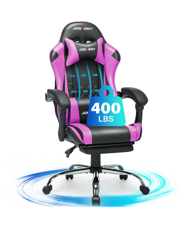 JONPONY Big and Tall 400LBS Gaming Chair, Ergonomic Design, Gamer Chair PU Leather with Footrest and Lumbar Support, High Back Office Chair Support 8 Hours Long Sitting, Computer Chair,Red