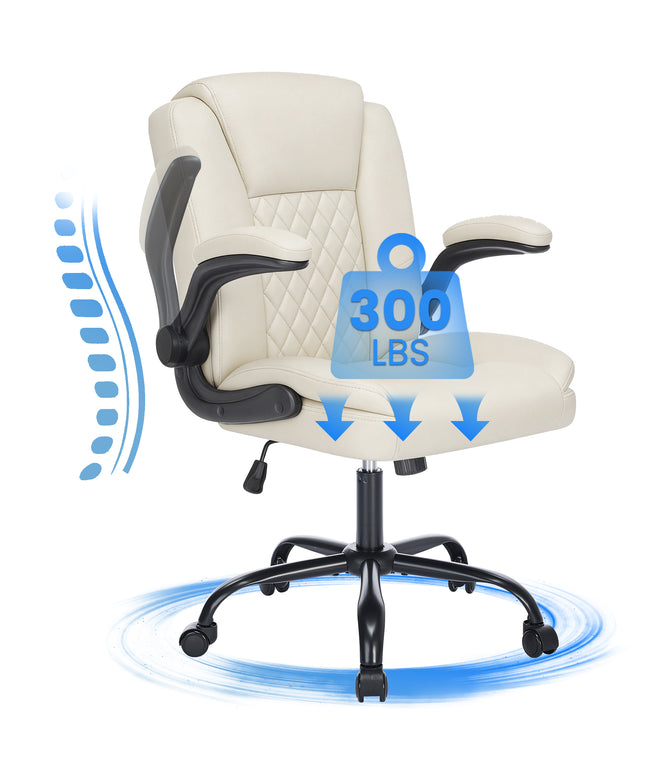 JONPONY Wide Ergonomic Office Chair – 300lbs, High Back Leather, Adjustable Lumbar & Comfortable Desk Chair